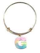 KB8195 Assorted 16 Piece Ombre Acrylic Initial Bangle Pack - MiMi Wholesale