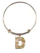 KB8196 Assorted 16 Piece Gold Acrylic Initial Bangle Pack - MiMi Wholesale