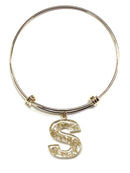 KB8196 Assorted 16 Piece Gold Acrylic Initial Bangle Pack - MiMi Wholesale