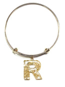 KB8196 Assorted 16 Piece Gold Acrylic Initial Bangle Pack - MiMi Wholesale