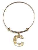 KB8196 Assorted 16 Piece Gold Acrylic Initial Bangle Pack - MiMi Wholesale