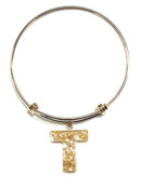 KB8196 Assorted 16 Piece Gold Acrylic Initial Bangle Pack - MiMi Wholesale