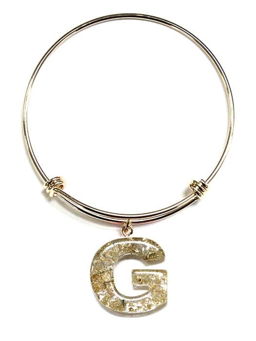 KB8196 Assorted 16 Piece Gold Acrylic Initial Bangle Pack - MiMi Wholesale