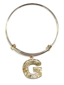 KB8196 Assorted 16 Piece Gold Acrylic Initial Bangle Pack - MiMi Wholesale