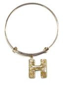 KB8196 Assorted 16 Piece Gold Acrylic Initial Bangle Pack - MiMi Wholesale