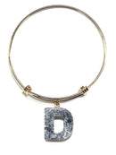 KB8197 Assorted 16 Piece Silver Arylic Initial Bangle Pack - MiMi Wholesale