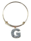 KB8197 Assorted 16 Piece Silver Arylic Initial Bangle Pack - MiMi Wholesale