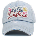 KBV1441 "Hello Sunshine" Washed Vintage Ballcap - MiMi Wholesale