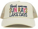 KBV1581 Boat Waves Sun Rays Lake Days Meshback 5 Panel Ballcap - MiMi Wholesale