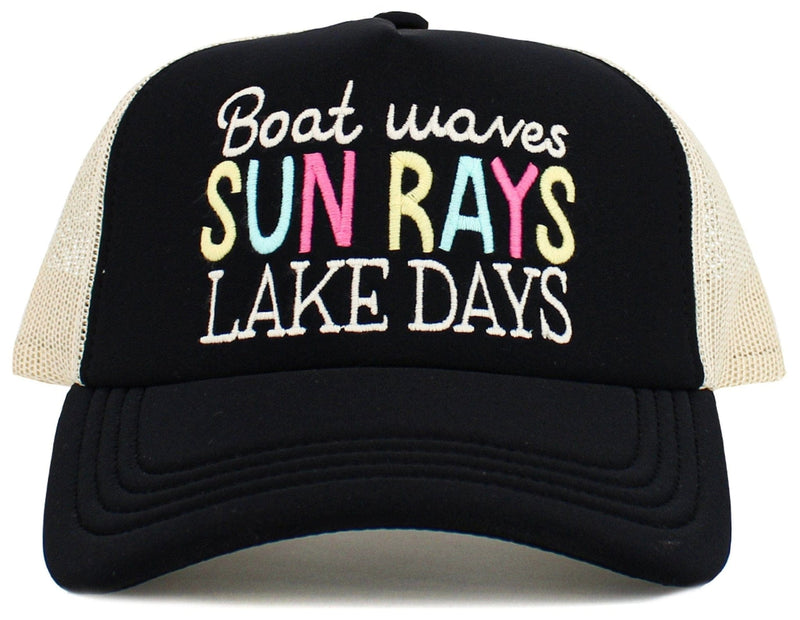 KBV1581 Boat Waves Sun Rays Lake Days Meshback 5 Panel Ballcap - MiMi Wholesale