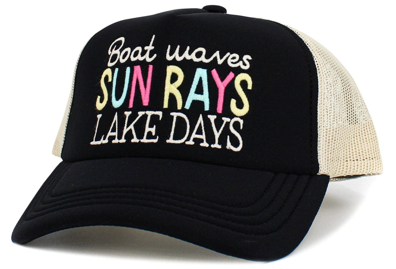 KBV1581 Boat Waves Sun Rays Lake Days Meshback 5 Panel Ballcap - MiMi Wholesale