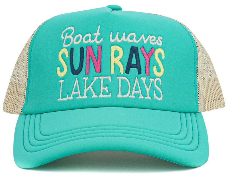 KBV1581 Boat Waves Sun Rays Lake Days Meshback 5 Panel Ballcap - MiMi Wholesale