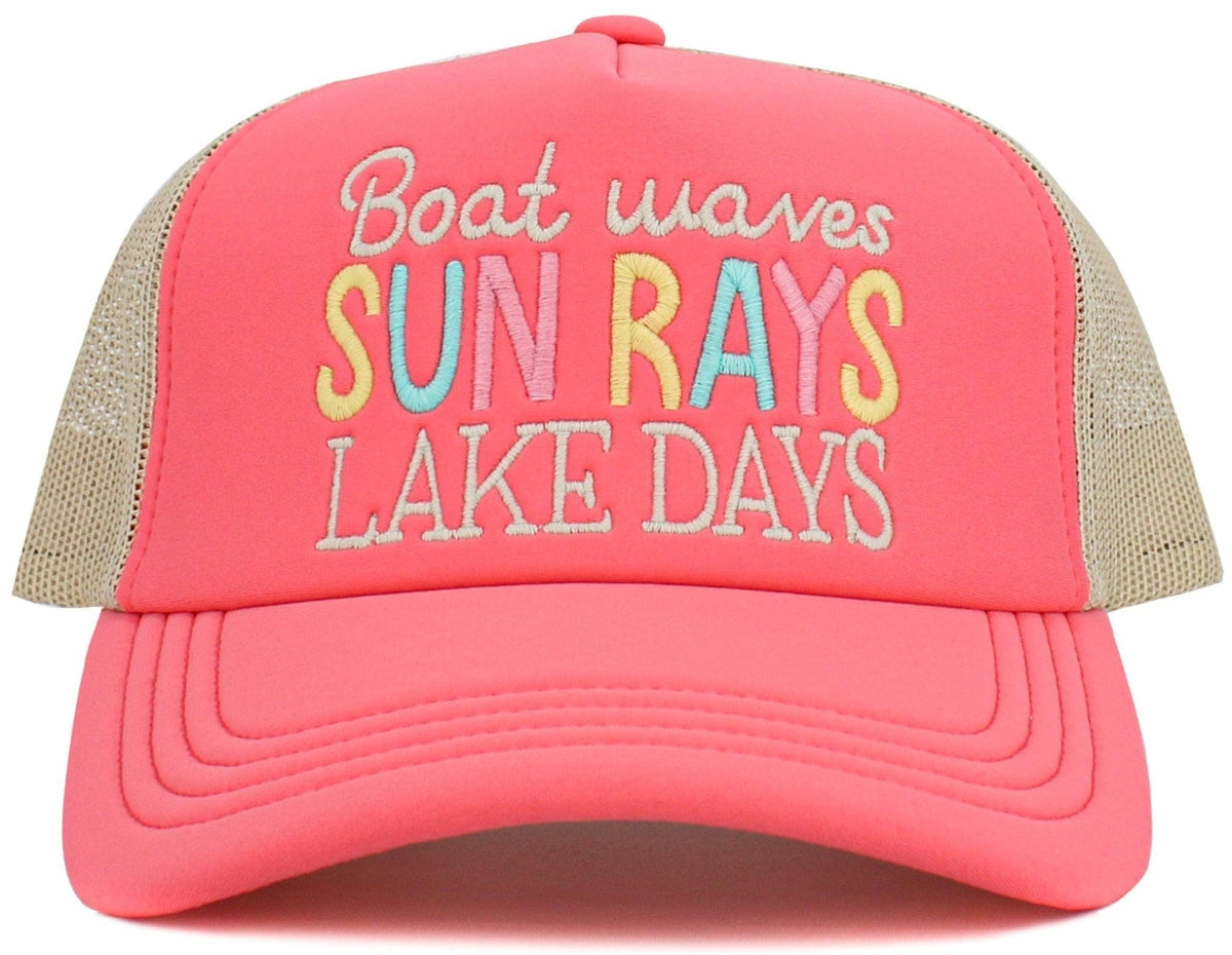 KBV1581 Boat Waves Sun Rays Lake Days Meshback 5 Panel Ballcap - MiMi Wholesale