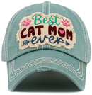 KBV1587 Best Cat Mom Ever Vintage Baseball Cap - MiMi Wholesale