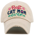 KBV1587 Best Cat Mom Ever Vintage Baseball Cap - MiMi Wholesale
