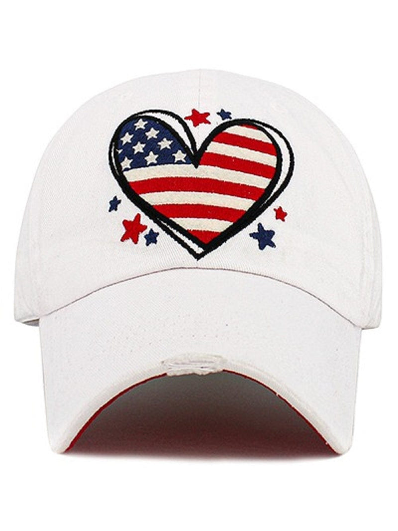 KBV1589 Heart Flag Vintage Baseball Cap - MiMi Wholesale