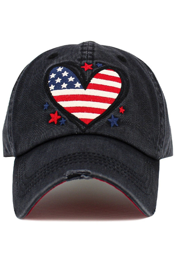 KBV1589 Heart Flag Vintage Baseball Cap - MiMi Wholesale