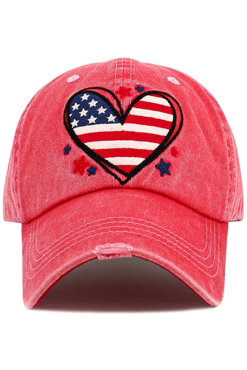 KBV1589 Heart Flag Vintage Baseball Cap - MiMi Wholesale