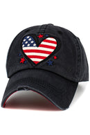 KBV1589 Heart Flag Vintage Baseball Cap - MiMi Wholesale