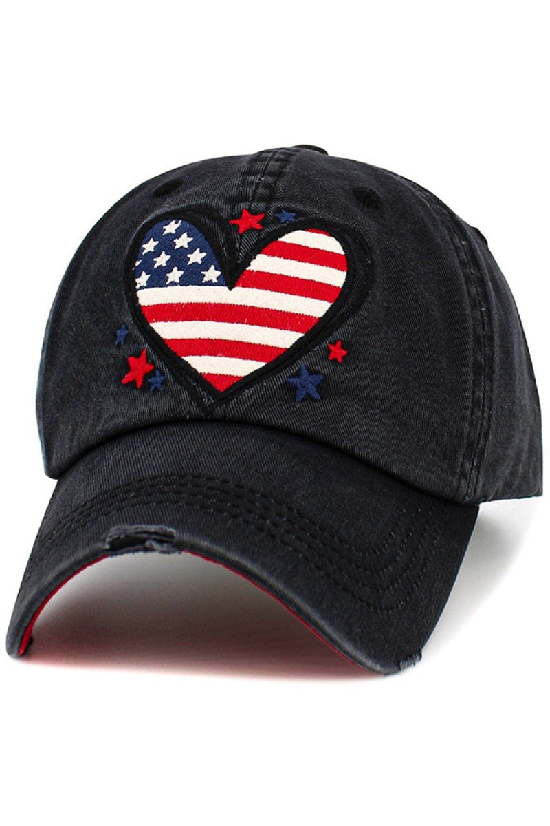 KBV1589 Heart Flag Vintage Baseball Cap - MiMi Wholesale