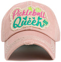 KBV1602 "Pickleball Queen" Vintage Washed Baseball Cap - MiMi Wholesale