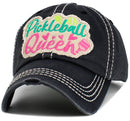 KBV1602 "Pickleball Queen" Vintage Washed Baseball Cap - MiMi Wholesale