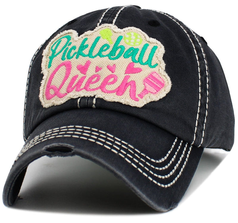 KBV1602 "Pickleball Queen" Vintage Washed Baseball Cap - MiMi Wholesale