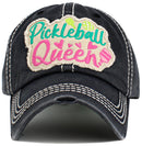 KBV1602 "Pickleball Queen" Vintage Washed Baseball Cap - MiMi Wholesale