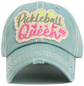 KBV1602 "Pickleball Queen" Vintage Washed Baseball Cap - MiMi Wholesale