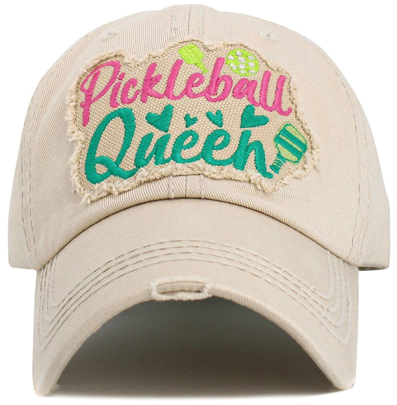 KBV1602 "Pickleball Queen" Vintage Washed Baseball Cap - MiMi Wholesale