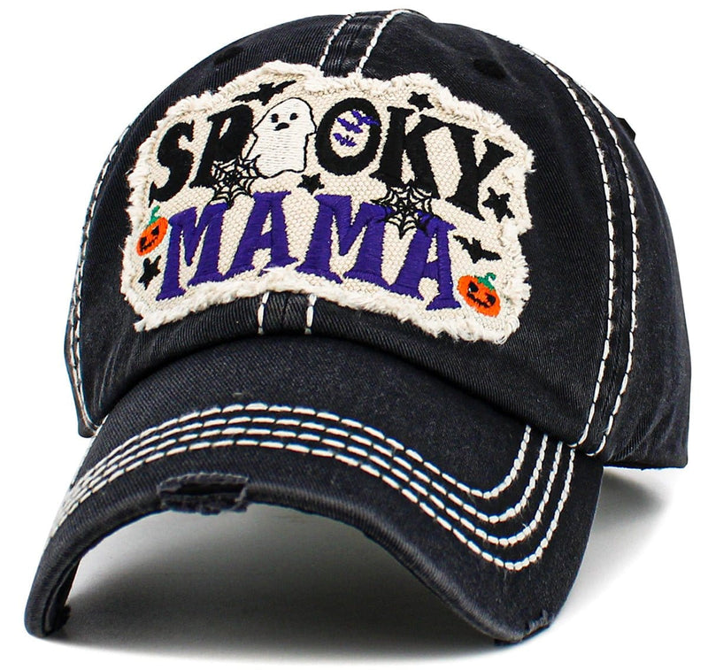 KBV1609 "Spooky Mama" Vintage Washed Baseball Cap - MiMi Wholesale