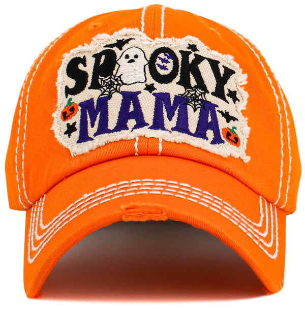 KBV1609 "Spooky Mama" Vintage Washed Baseball Cap - MiMi Wholesale