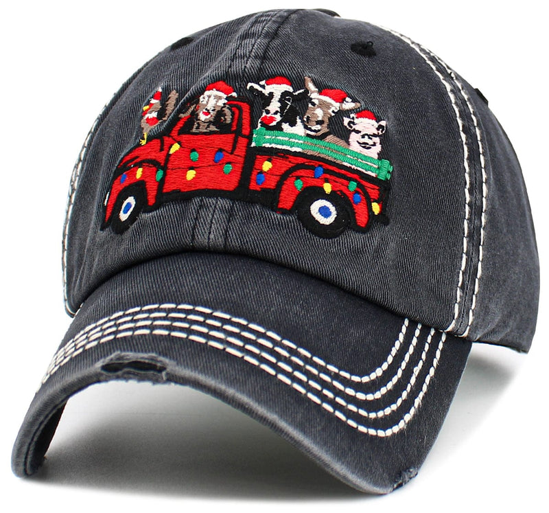 KBV1613 Christmas Animal Farm Truck Baseball Cap - MiMi Wholesale