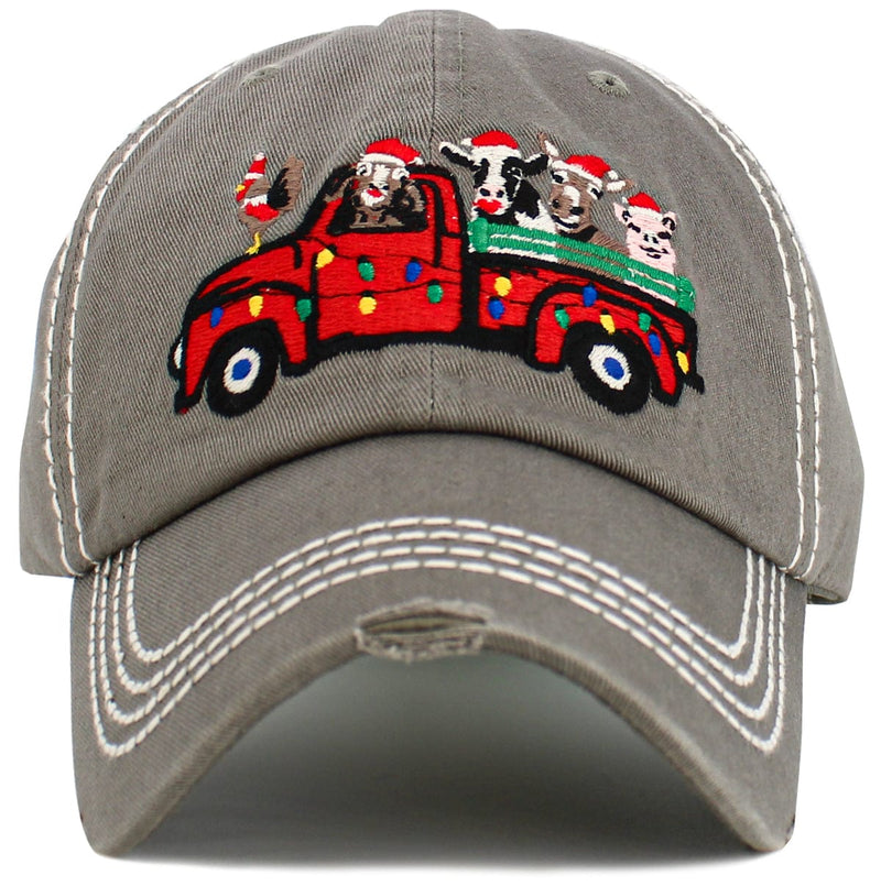 KBV1613 Christmas Animal Farm Truck Baseball Cap - MiMi Wholesale