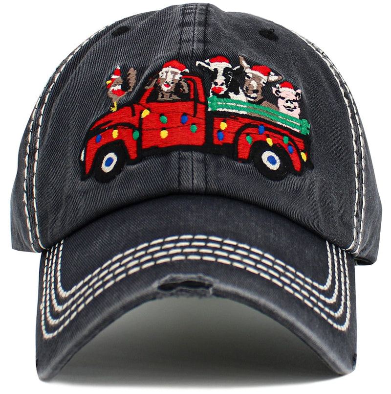 KBV1613 Christmas Animal Farm Truck Baseball Cap - MiMi Wholesale