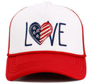 KBV1619 Love Heart Flag Foam Trucker Mesh Cap - MiMi Wholesale