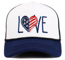 KBV1619 Love Heart Flag Foam Trucker Mesh Cap - MiMi Wholesale
