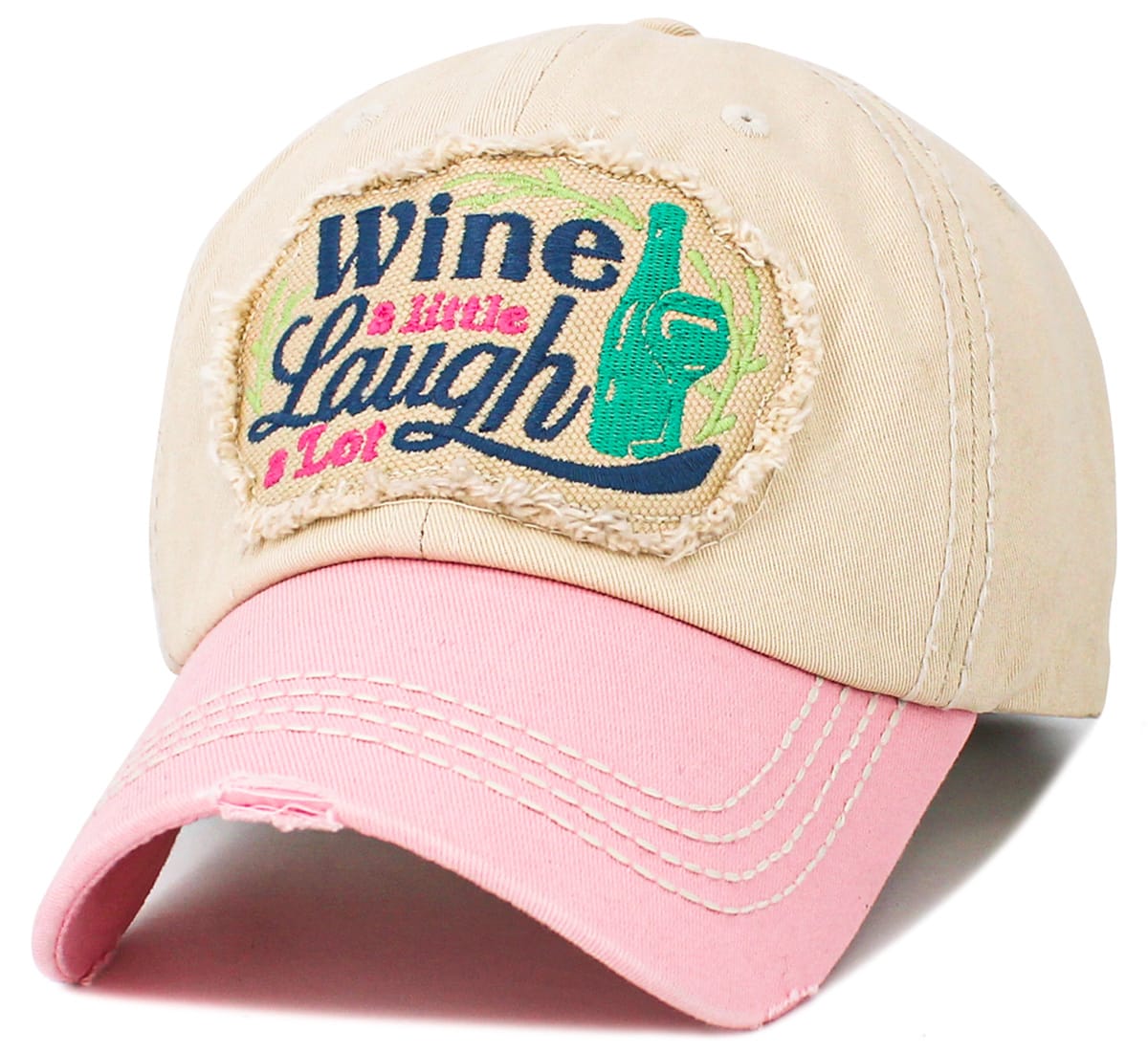 KBV1655 Wine a Little Laugh a Lot Vintage Baseball Cap - MiMi Wholesale