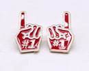 KE1003 Number 1 Finger Gameday Post Earrings - MiMi Wholesale