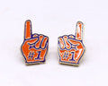 KE1003 Number 1 Finger Gameday Post Earrings - MiMi Wholesale