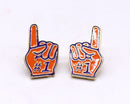 KE1003 Number 1 Finger Gameday Post Earrings - MiMi Wholesale