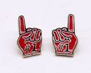 KE1003 Number 1 Finger Gameday Post Earrings - MiMi Wholesale