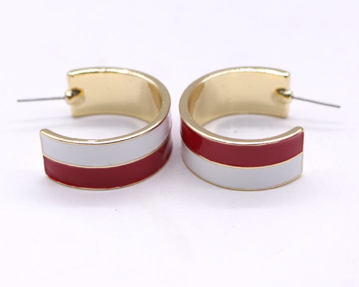 KE1017 Two Tone Gameday Hoop Post Earrings - MiMi Wholesale