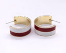 KE1017 Two Tone Gameday Hoop Post Earrings - MiMi Wholesale
