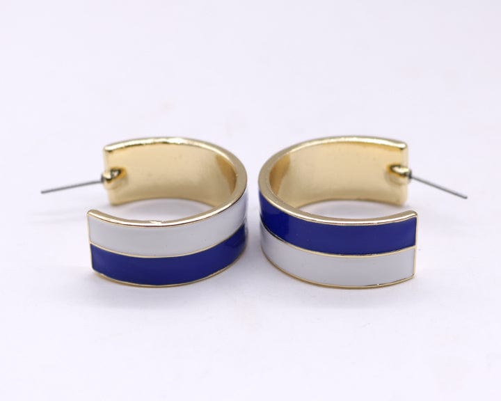 KE1017 Two Tone Gameday Hoop Post Earrings - MiMi Wholesale