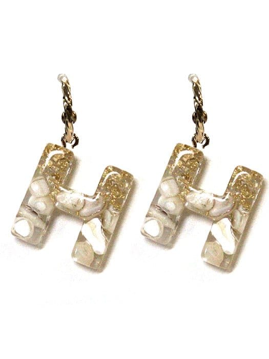 KE8159 Assorted 16 Piece White Acrylic Initial Dangle Earring Pack - MiMi Wholesale