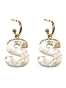 KE8159 Assorted 16 Piece White Acrylic Initial Dangle Earring Pack - MiMi Wholesale