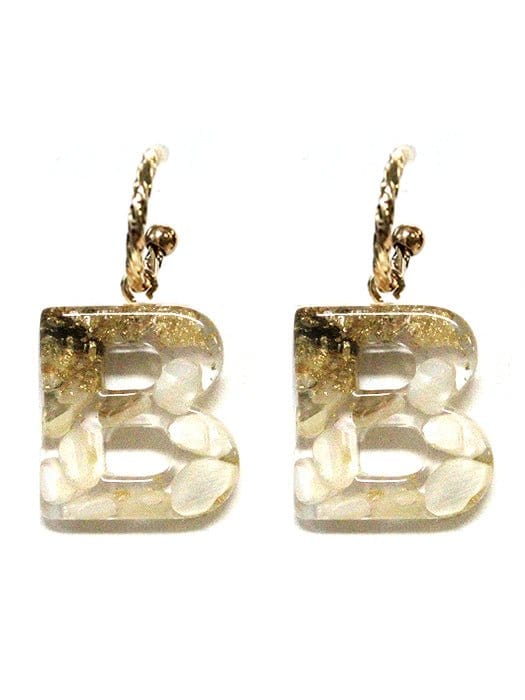 KE8159 Assorted 16 Piece White Acrylic Initial Dangle Earring Pack - MiMi Wholesale