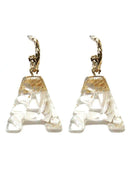 KE8159 Assorted 16 Piece White Acrylic Initial Dangle Earring Pack - MiMi Wholesale