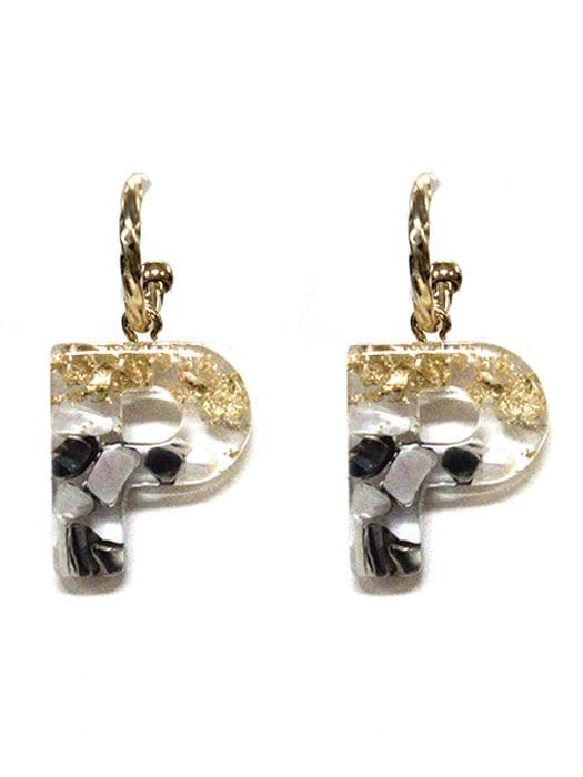 KE8160 Assorted 16 Piece Black Acrylic Initial Dangle Earring Pack - MiMi Wholesale